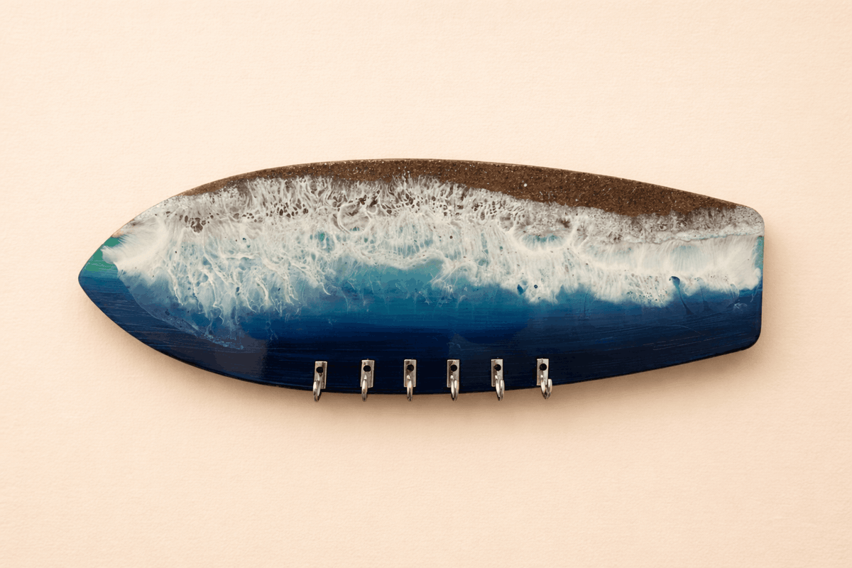 Colgador de Llaves Tabla de Surf | Madera y Resina
