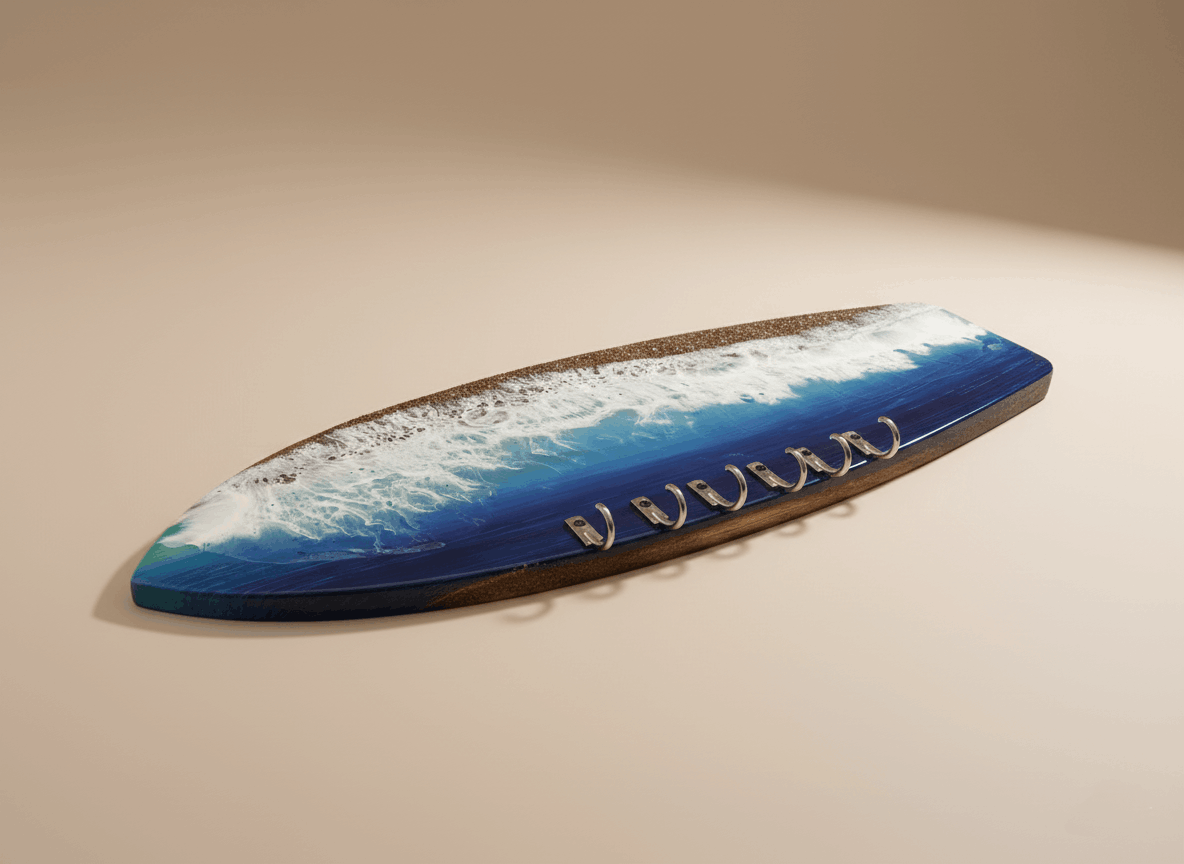 Colgador de Llaves Tabla de Surf | Madera y Resina