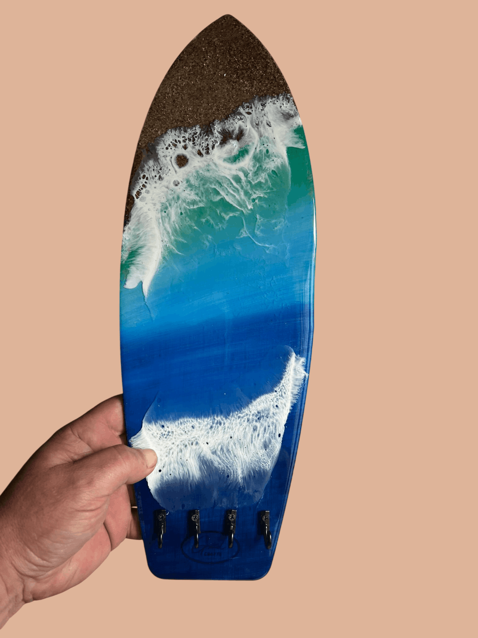 Colgador de llaves tabla de surf pintado a mano