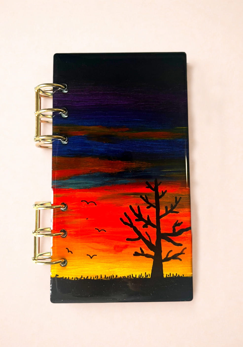 Libreta artística en madera A6 – Atardecer