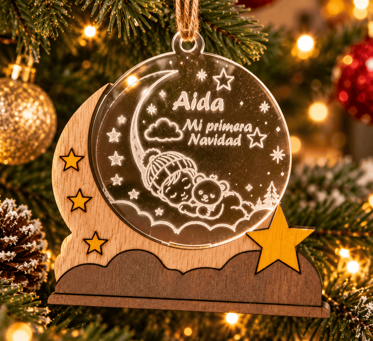 Adorno de Navidad personalizado – Mi primera Navidad | Luna
