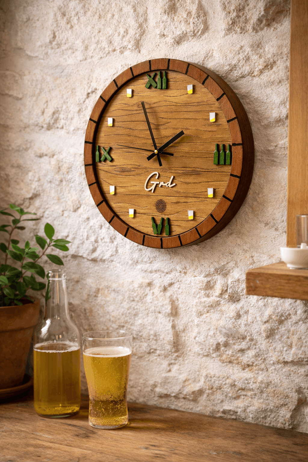 Reloj artesanal barrica de sidra en madera – Pieza única
