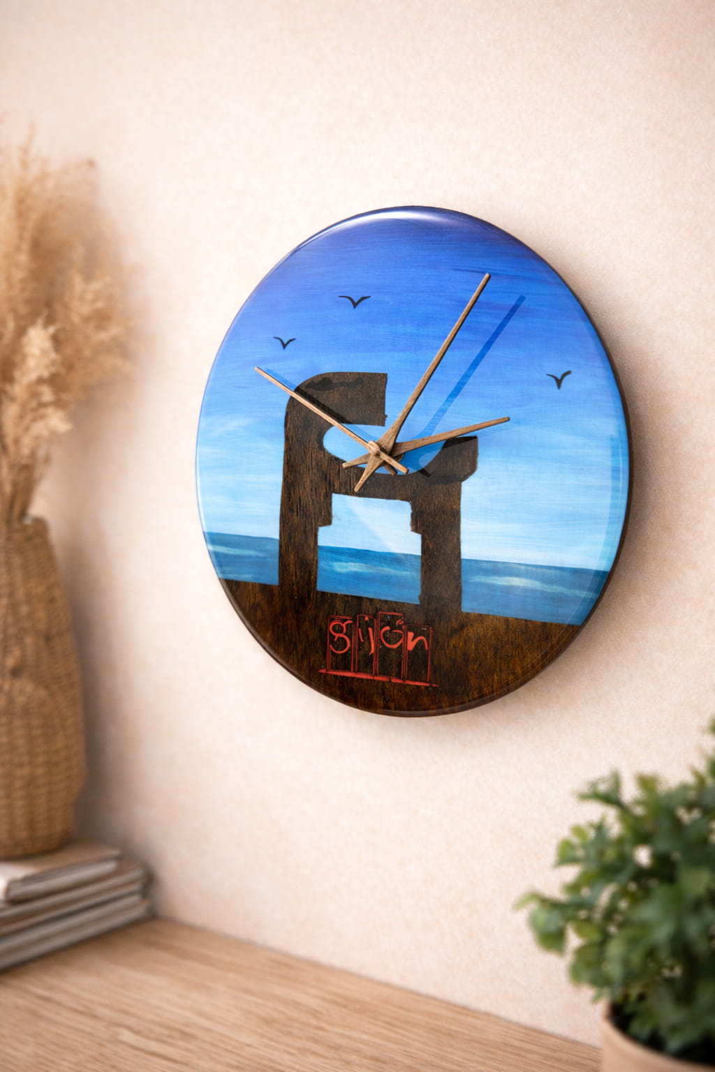 Reloj artesanal de pared “Elogio del Horizonte” – Gijón