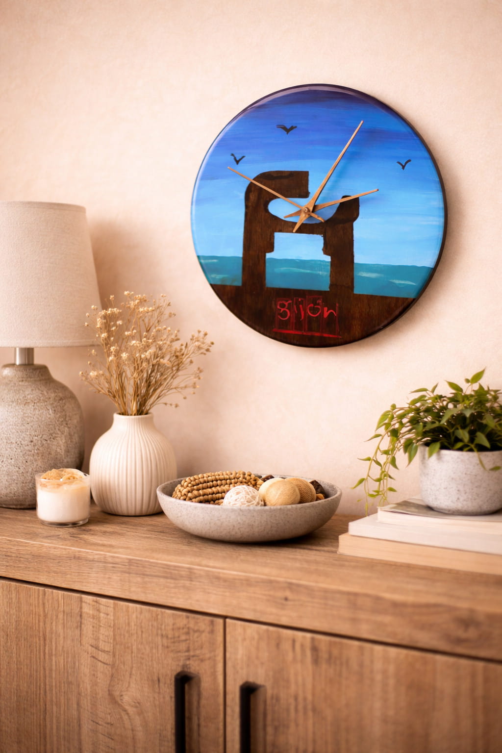Reloj artesanal de pared “Elogio del Horizonte” – Gijón