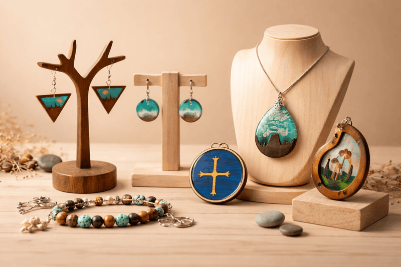 Joyería artesanal en madera y resina