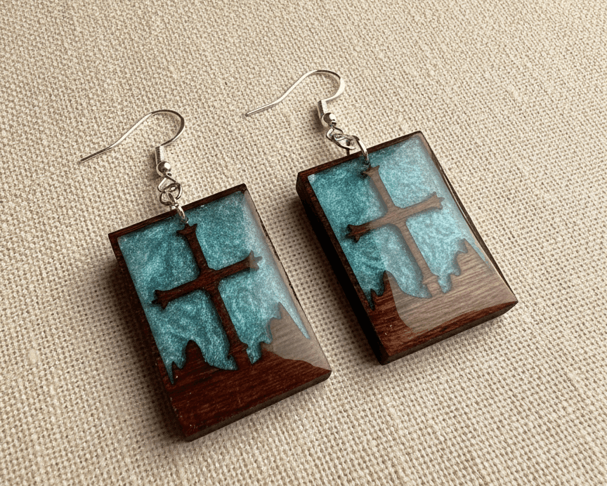 Pendientes artesanales Cruz y Montañas