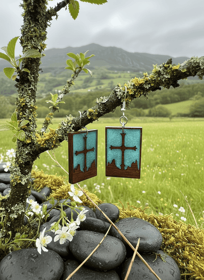 Pendientes artesanales Cruz y Montañas