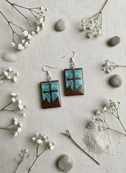 Pendientes artesanales Cruz y Montañas