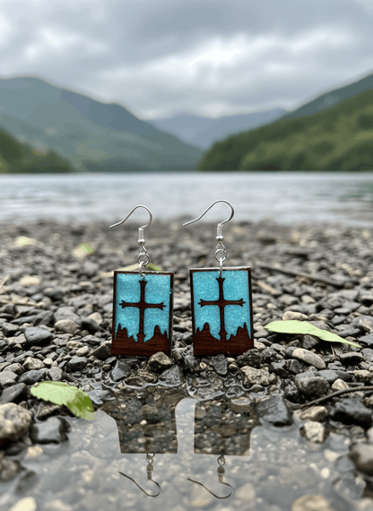 Pendientes artesanales Cruz y Montañas