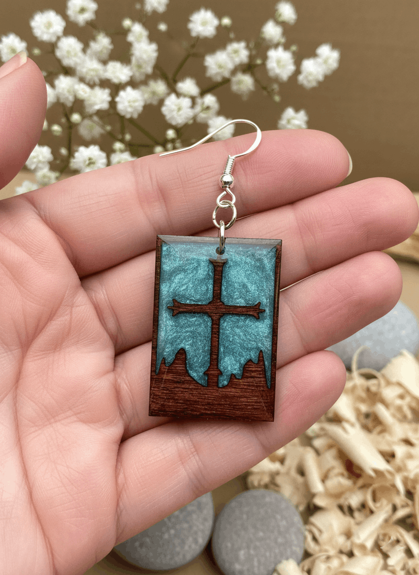 Pendientes artesanales Cruz y Montañas