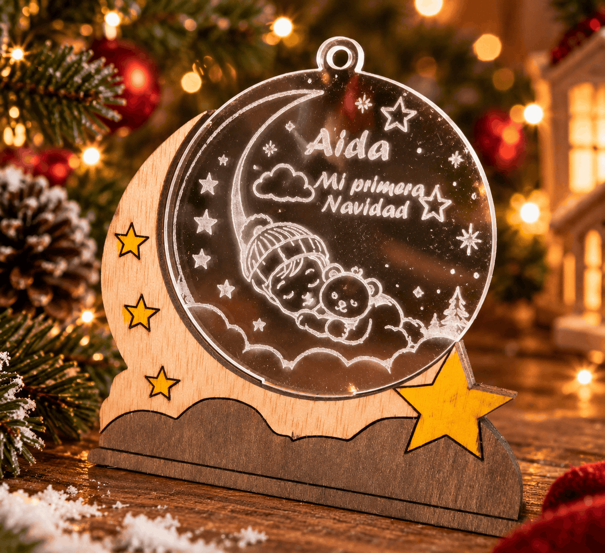 Adorno de Navidad personalizado – Mi primera Navidad | Luna