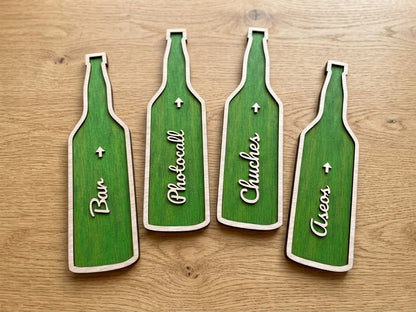 Pack de señales de boda en madera – flechas personalizadas estilo sidra asturiana