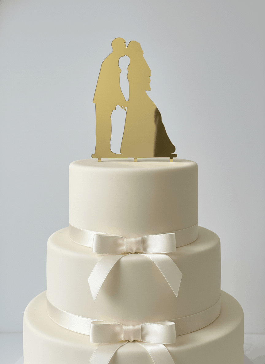Topper para Tartas de Boda – Pareja Besándose