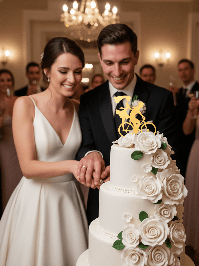 Topper para Tartas de Boda – Pareja en Bicicleta
