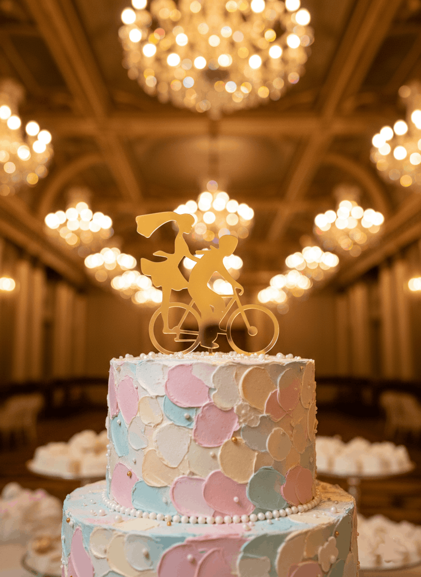 Topper para Tartas de Boda – Pareja en Bicicleta
