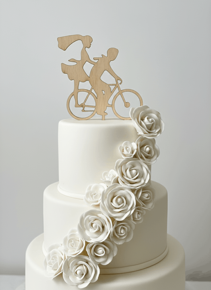 Topper para Tartas de Boda – Pareja en Bicicleta