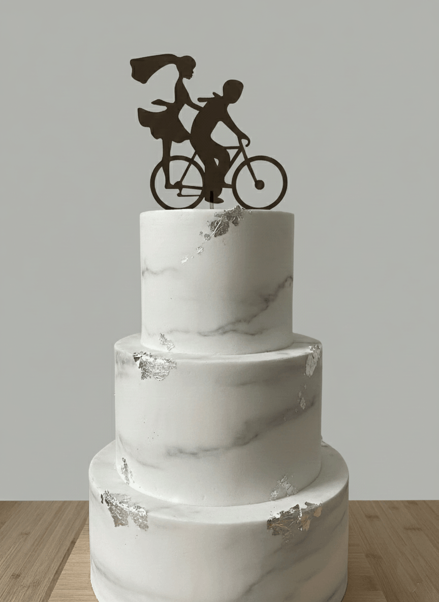 Topper para Tartas de Boda – Pareja en Bicicleta