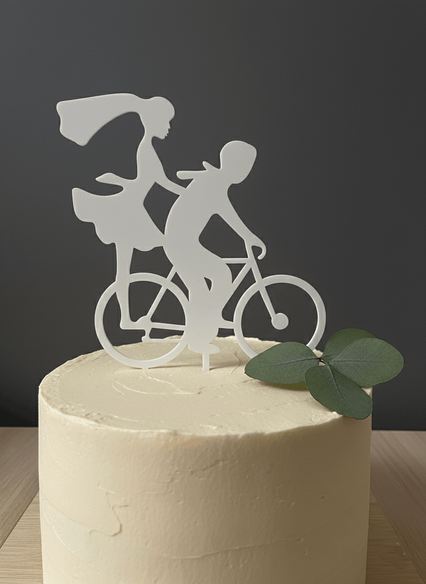 Topper para Tartas de Boda – Pareja en Bicicleta