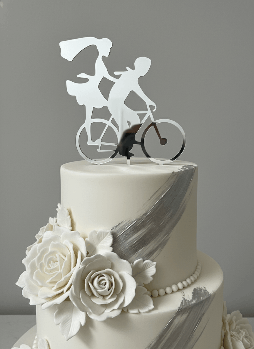 Topper para Tartas de Boda – Pareja en Bicicleta