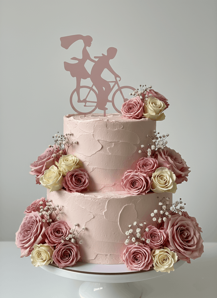 Topper para Tartas de Boda – Pareja en Bicicleta