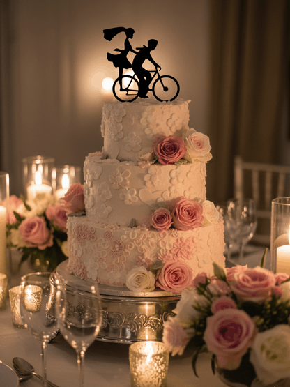 Topper para Tartas de Boda – Pareja en Bicicleta