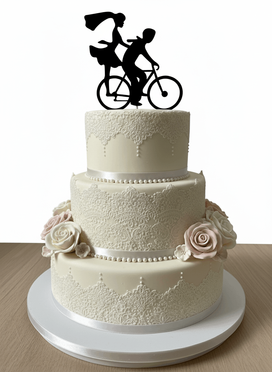 Topper para Tartas de Boda – Pareja en Bicicleta