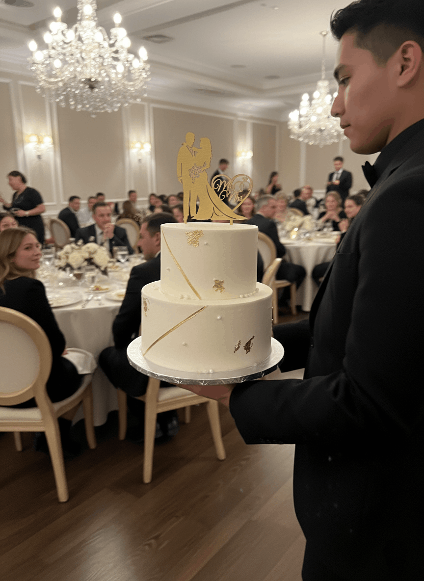Topper para Tartas de Boda – Pareja con Corazón "Mr & Mrs"