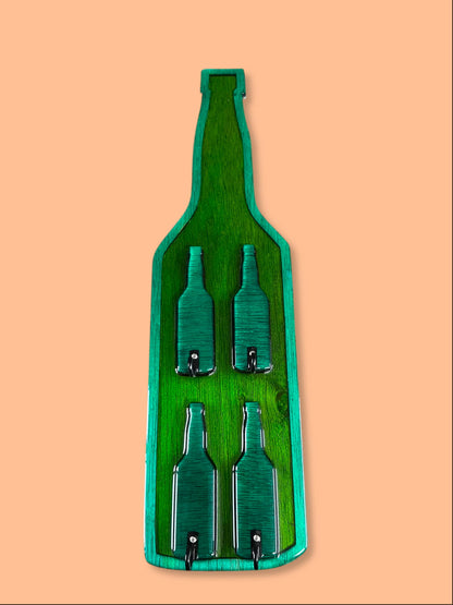 Colgador de Llaves Asturiano Botella de Sidra en Madera y Resina