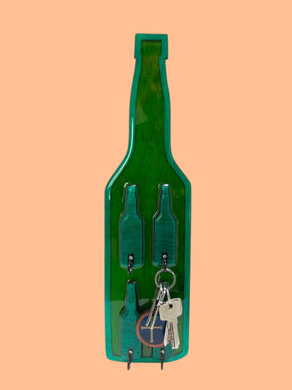 Colgador de Llaves Asturiano Botella de Sidra en Madera y Resina