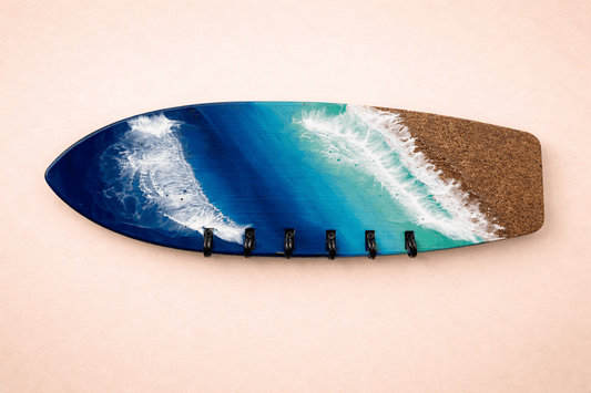 Colgador de llaves artesanal efecto doble ola en resina