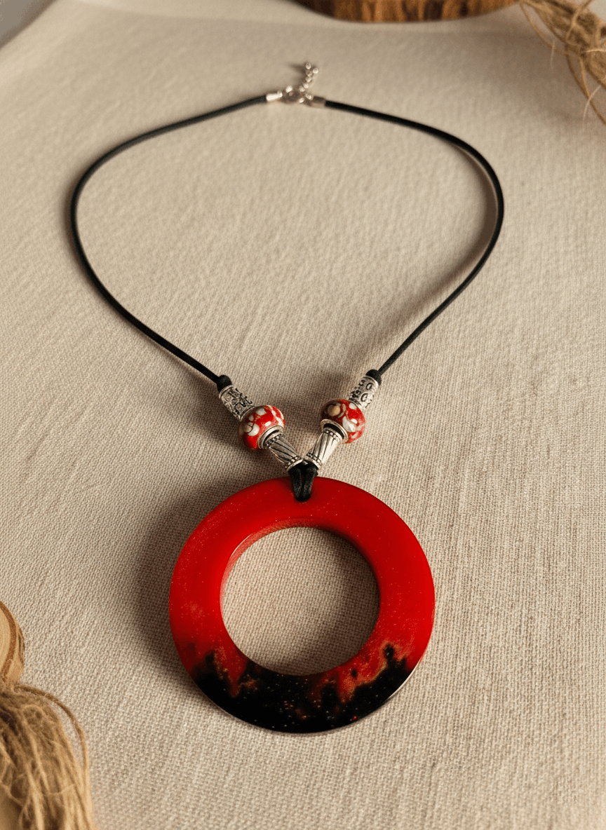 Colgante artesanal “Fuego interior” –  resina