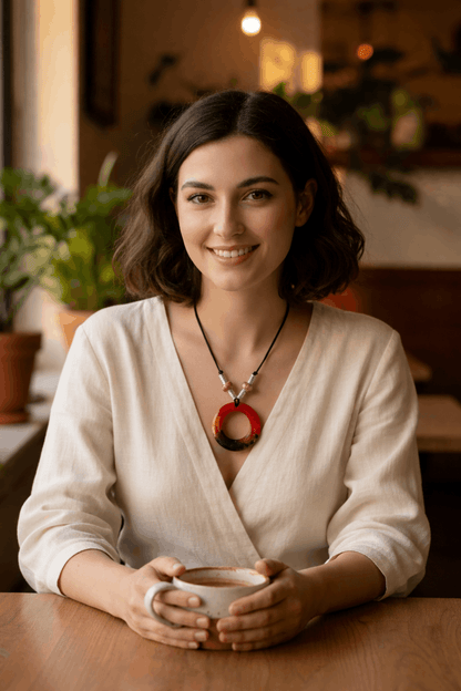 Colgante artesanal “Fuego interior” –  resina