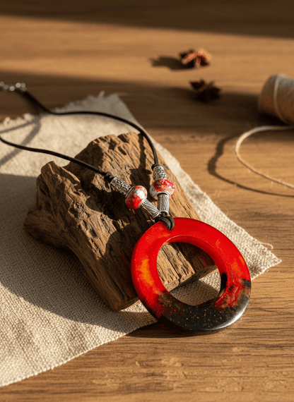 Colgante artesanal “Fuego interior” –  resina