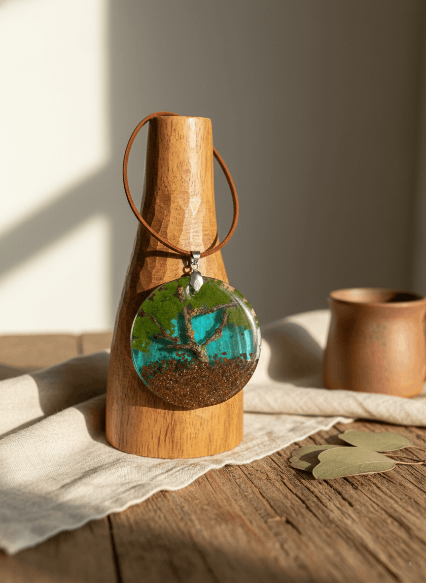 Colgante artesanal “Paisaje interior II” – Resina