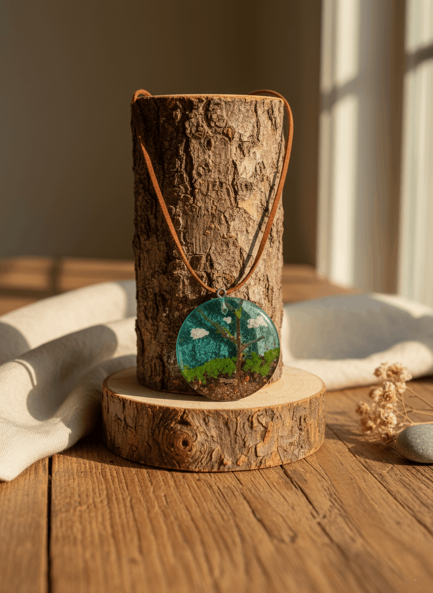 Colgante artesanal “Paisaje interior I” – Resina