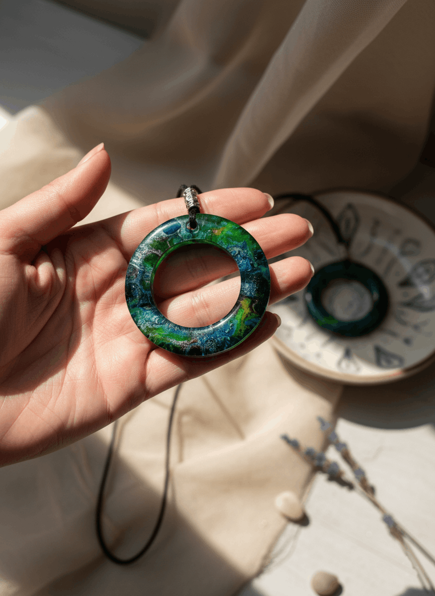 Colgante artesanal “Umbral” – Resina