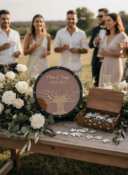 Árbol de los deseos personalizado en madera para bodas