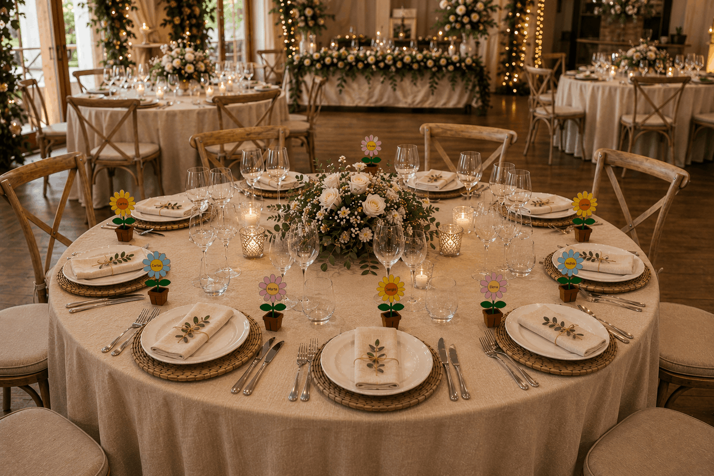 Detalles para invitados y marcasitios personalizados de madera para bodas