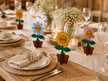 Detalles para invitados y marcasitios personalizados de madera para bodas