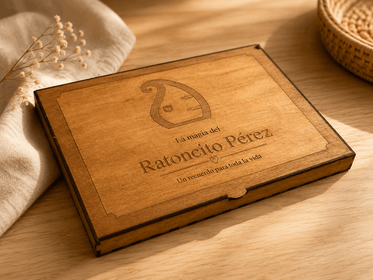 Puerta del Ratoncito Pérez de madera artesanal con caja regalo