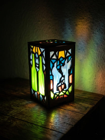 Lámpara decorativa de madera con luz LED – diseño asturiano artesanal
