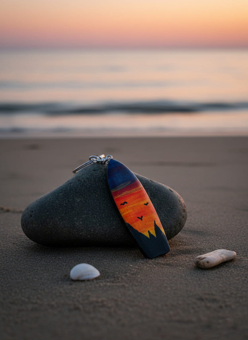 Llavero surf atardecer · Vuelo
