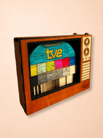 Posavasos “Carta de ajuste TVE” – Juego de 4 en caja de TV retro