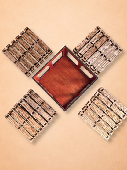 Pack de 4 Posavasos de Madera Diseño Palet con Caja Artesanal