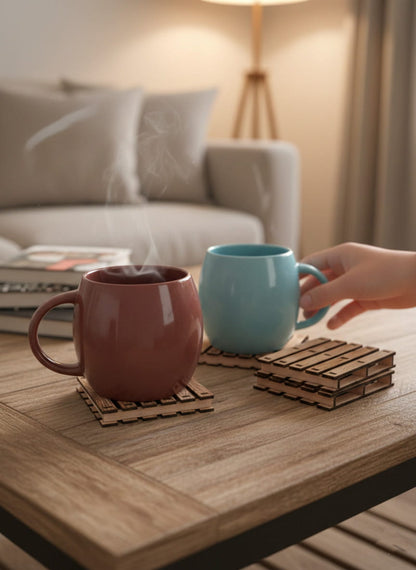 Pack de 4 Posavasos de Madera Diseño Palet con Caja Artesanal