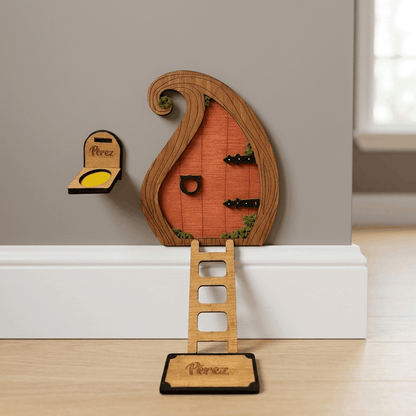 Puerta del Ratoncito Pérez de madera artesanal con caja regalo