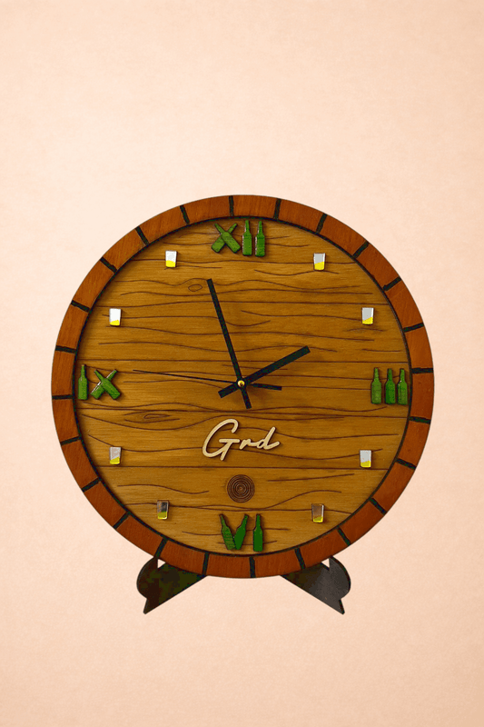 Reloj artesanal barrica de sidra en madera – Pieza única